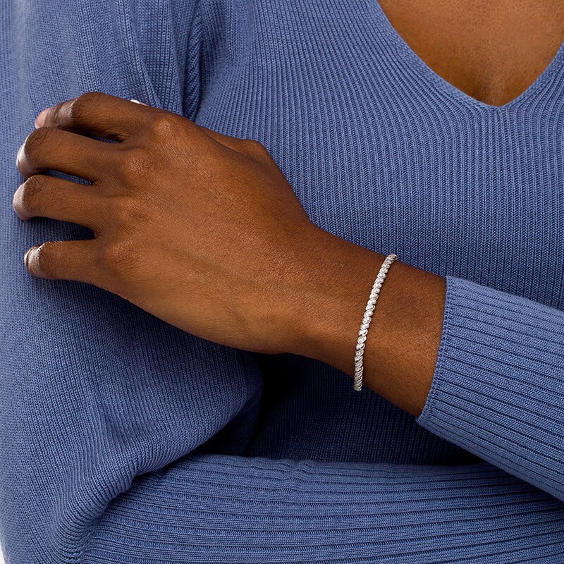 Main Image 2 of Previously Owned - 1 CT. T.W. Diamond Twist Line Bracelet in 10K White Gold