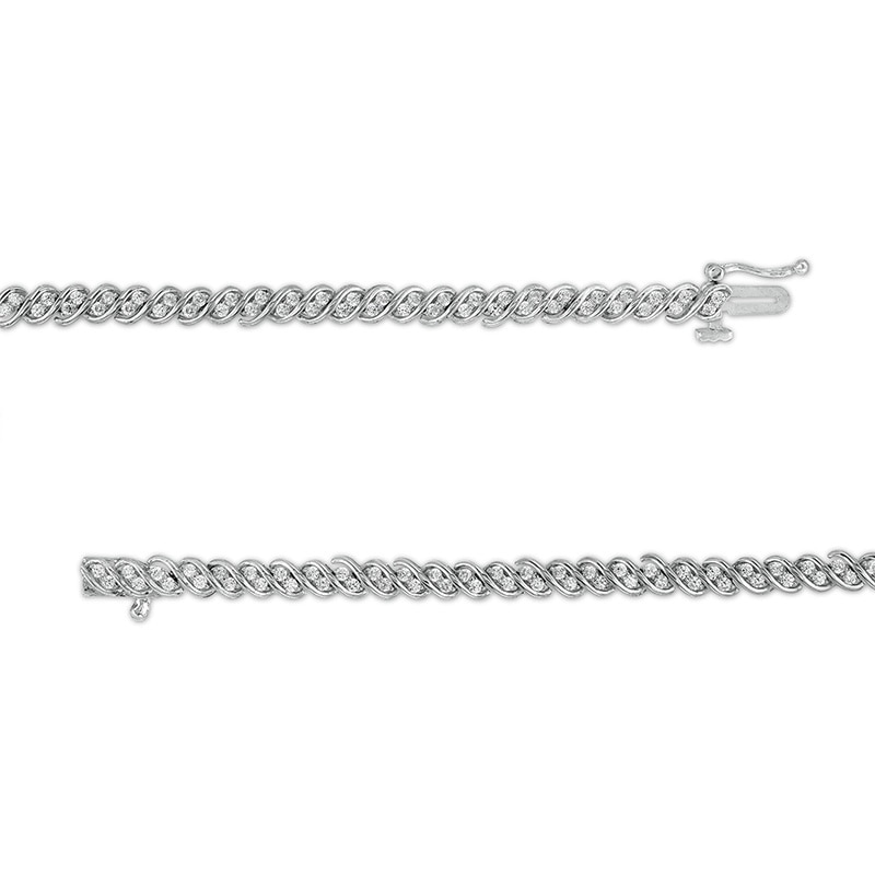 Previously Owned - 1 CT. T.W. Diamond Twist Line Bracelet in 10K White Gold