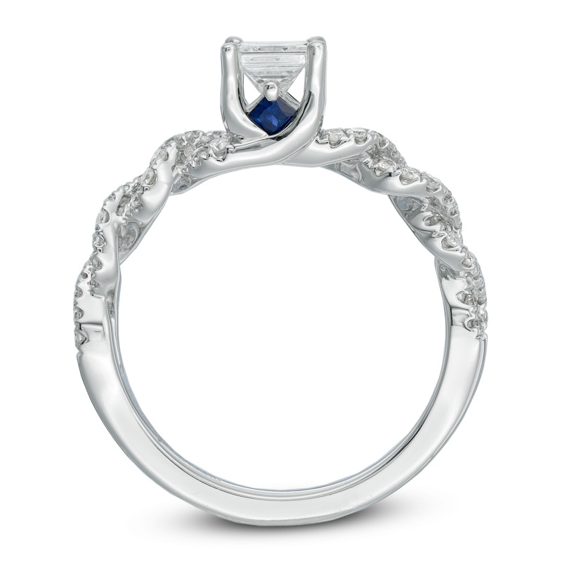 Main Image 3 of Previously Owned - Vera Wang Love Collection 3/4 CT. T.W. Diamond Cascading Shank Engagement Ring in 14K White Gold