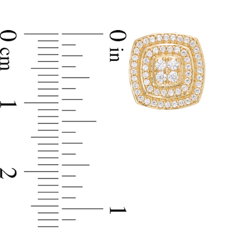 Main Image 2 of Previously Owned - 1/2 CT. T.W. Composite Diamond Cushion Frame Stud Earrings in 10K Gold