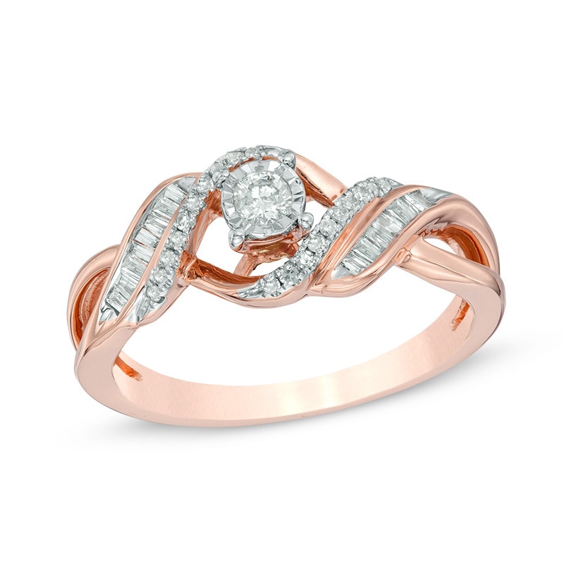 Main Image 1 of Previously Owned - 1/4 CT. T.W. Diamond Twist Bypass Ring in 10K Rose Gold
