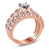 Thumbnail Image 2 of Previously Owned - 1 CT. T.W. Enhanced Black and White Diamond Tilted Square Shank Bridal Set in 10K Rose Gold