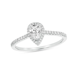 Previously Owned - 1/2 CT. T.W. Pear-Shaped Diamond Frame Engagement Ring in 18K White Gold (G/SI2)
