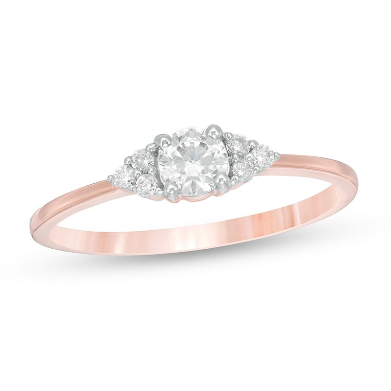 Main Image 1 of Previously Owned - 1/3 CT. T.W. Diamond Tri-Sides Engagement Ring in 10K Rose Gold