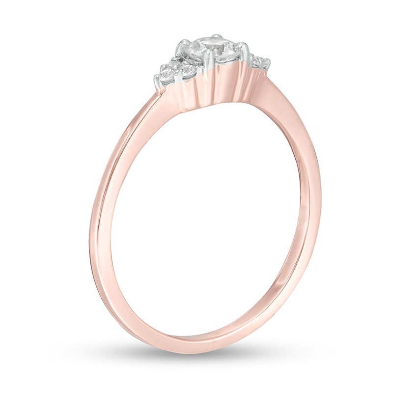 Main Image 3 of Previously Owned - 1/3 CT. T.W. Diamond Tri-Sides Engagement Ring in 10K Rose Gold