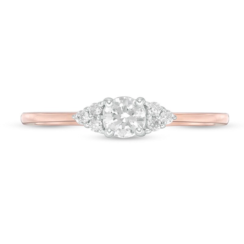 Main Image 4 of Previously Owned - 1/3 CT. T.W. Diamond Tri-Sides Engagement Ring in 10K Rose Gold
