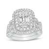 Thumbnail Image 1 of Previously Owned - 1-1/2 CT. T.W. Composite Diamond Elongated Cushion Frame Twist Shank Bridal Set in 14K White Gold