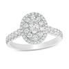 Thumbnail Image 1 of Previously Owned - Love's Destiny by Peoples 1 CT. T.W. Oval Diamond Frame Engagement Ring in 14K White Gold (I/SI2)