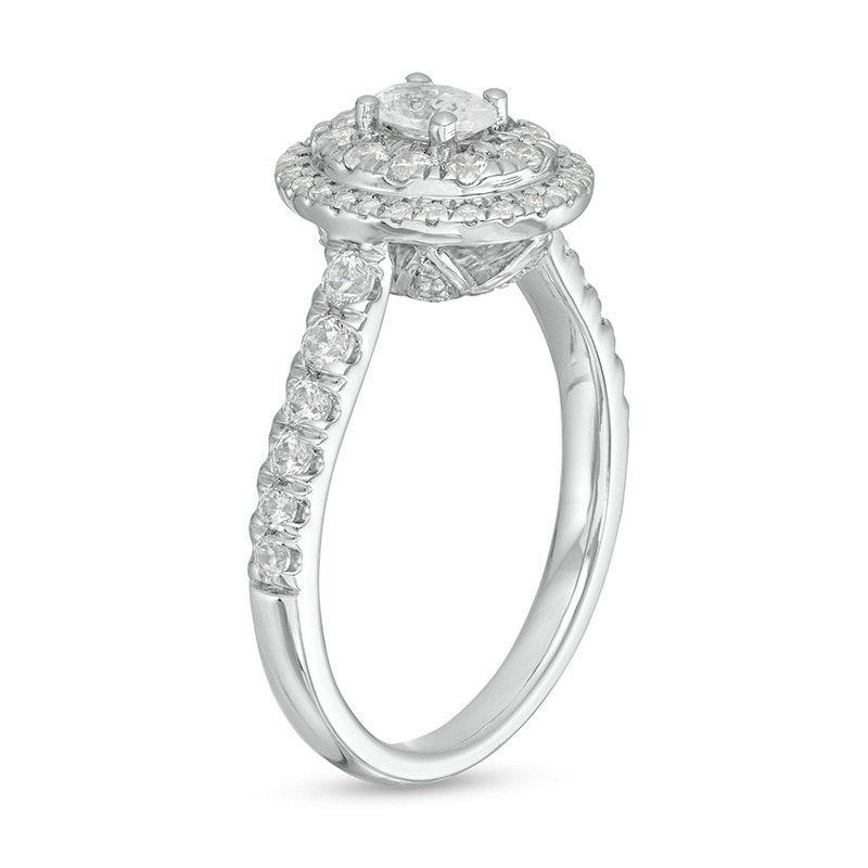 Previously Owned - Love's Destiny by Peoples 1 CT. T.W. Oval Diamond Frame Engagement Ring in 14K White Gold (I/SI2)