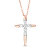 Thumbnail Image 1 of Previously Owned - 1/8 CT. T.W. Diamond Cross Pendant in 10K Rose Gold