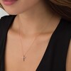 Thumbnail Image 2 of Previously Owned - 1/8 CT. T.W. Diamond Cross Pendant in 10K Rose Gold