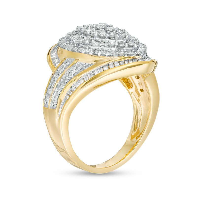 Main Image 3 of Previously Owned - 1-1/2 CT. T.W. Composite Diamond Marquise Bypass Frame Ring in 10K Gold