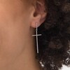 Thumbnail Image 2 of Previously Owned - 1/4 CT. T.W. Diamond Long Cross Drop Earrings in 10K White Gold