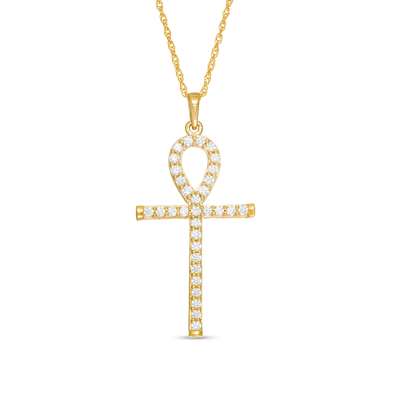 Main Image 1 of Previously Owned - 1/3 CT. T.W. Diamond Ankh Cross Pendant in 10K Gold