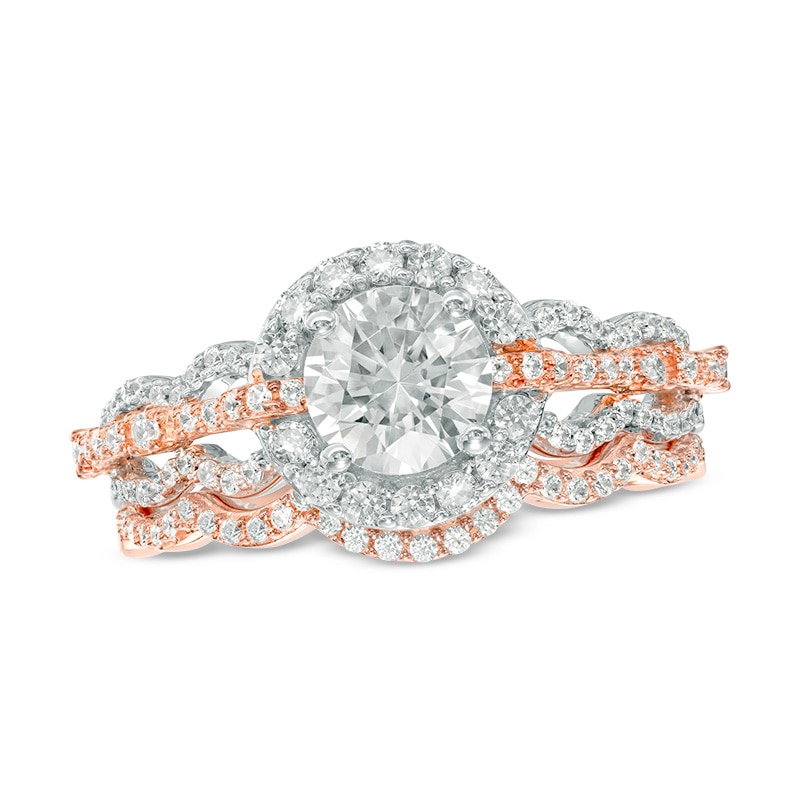 Main Image 1 of Previously Owned - 1-1/2 CT. T.W. Diamond Frame Bridal Set in 14K Two-Tone Gold (H/SI2)