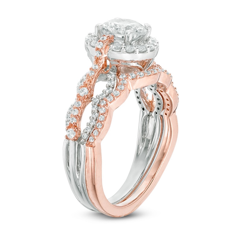 Main Image 2 of Previously Owned - 1-1/2 CT. T.W. Diamond Frame Bridal Set in 14K Two-Tone Gold (H/SI2)