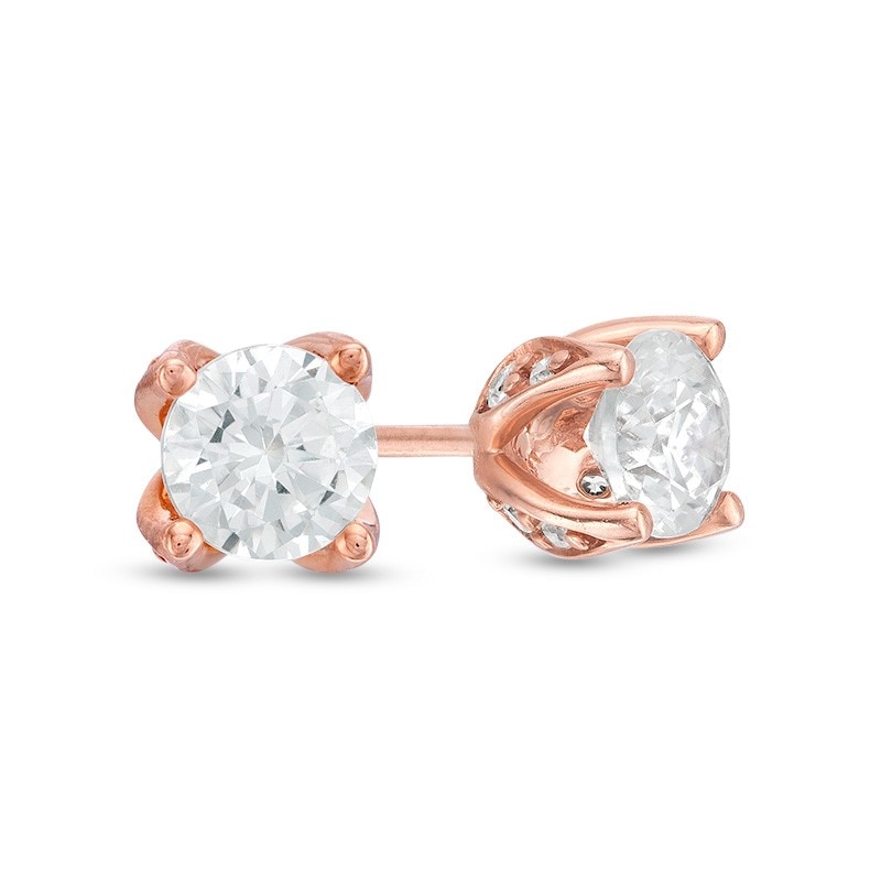 Main Image 1 of Previously Owned - Love's Destiny by Zales 5/8 CT. T.W. Diamond Solitaire Stud Earrings in 14K Rose Gold