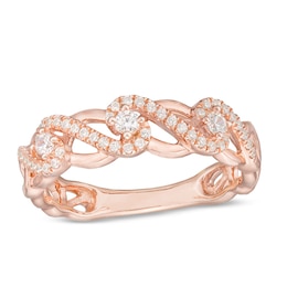 Previously Owned - 1/4 CT. T.W. Diamond Wave Anniversary Band in 14K Rose Gold