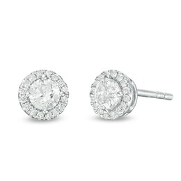 Previously Owned - 1/2 CT. T.W.  Diamond Frame Stud Earrings in 14K White Gold (I/SI2)
