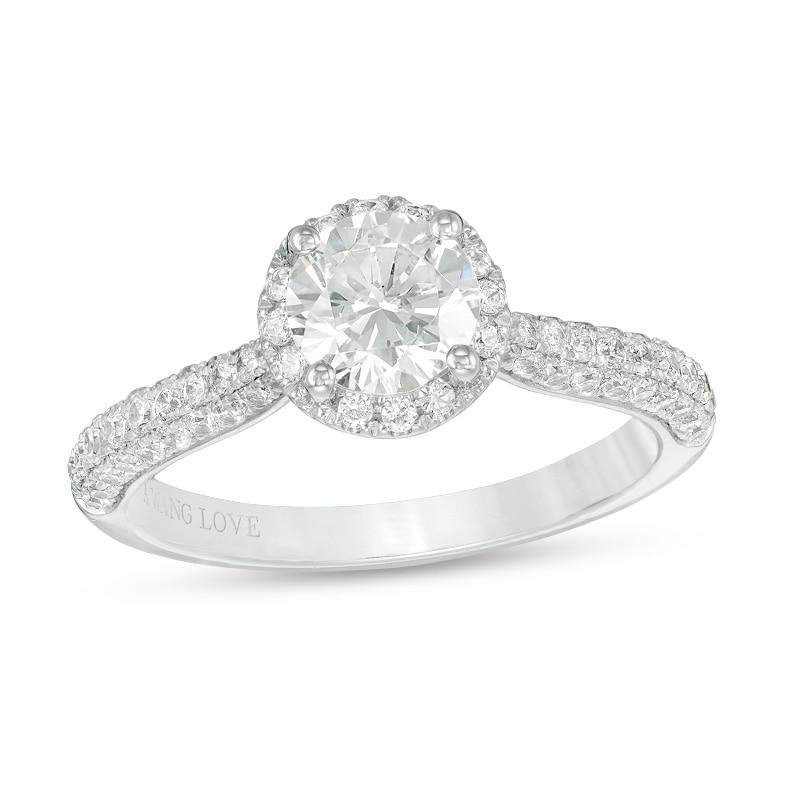 Main Image 1 of Previously Owned - Vera Wang Love Collection 1-5/8 CT. T.W. Diamond Frame Engagement Ring in 14K White Gold