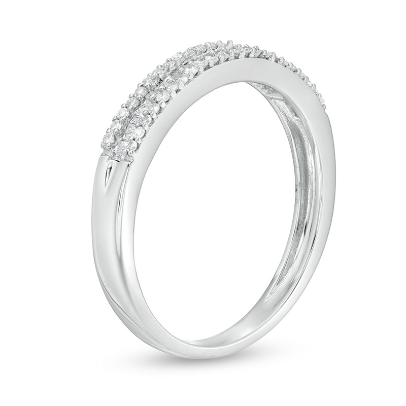 Main Image 3 of Previously Owned - 1/4 CT. T.W. Baguette and Round Diamond Multi-Row Band in 14K White Gold