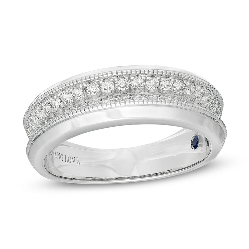 Main Image 1 of Previously Owned - Vera Wang Men's 5/8 CT. T.W. Diamond Two Row Wedding Band in 14K White Gold