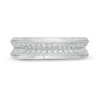 Thumbnail Image 3 of Previously Owned - Vera Wang Men's 5/8 CT. T.W. Diamond Two Row Wedding Band in 14K White Gold
