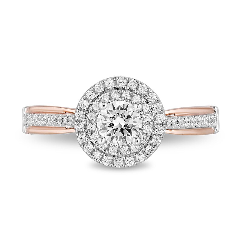 Main Image 3 of Previously Owned - Enchanted Disney Snow White 3/4 CT. T.W. Diamond Frame Engagement Ring in 14K Two-Tone Gold