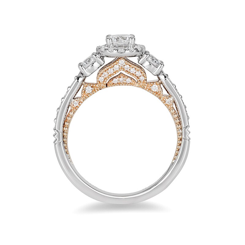 Main Image 2 of Previously Owned - Enchanted Disney Jasmine 1 CT. T.W. Diamond Three Stone Engagement Ring in 14K White Gold