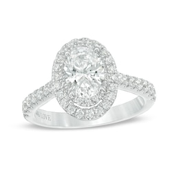 Previously Owned - Vera Wang Love Collection 1-5/8 CT. T.W. Oval Diamond Frame Engagement Ring in 14K White Gold