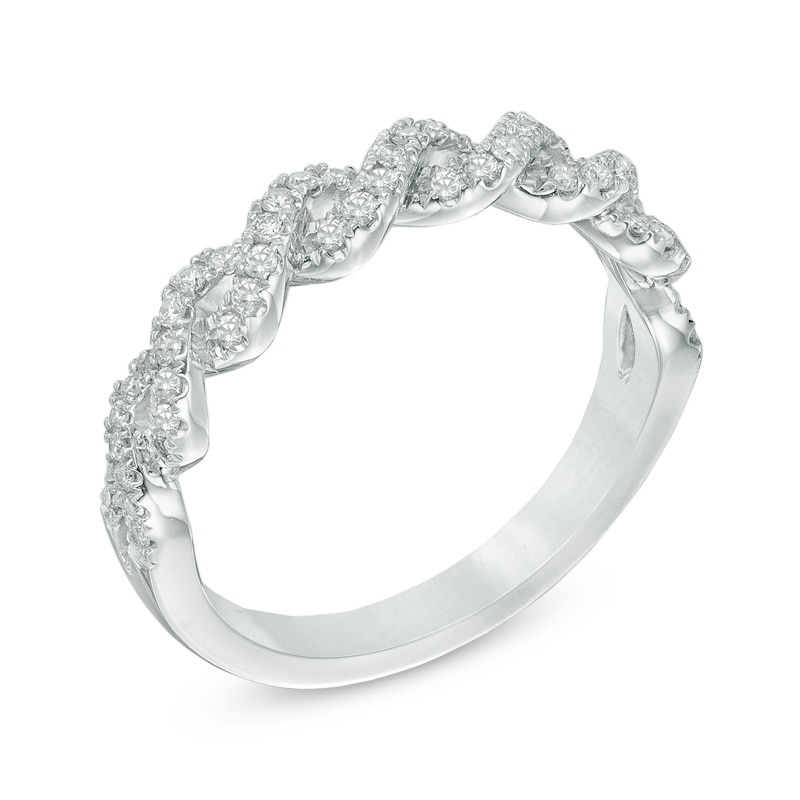 Main Image 2 of Previously Owned - Vera Wang Love Collection 1/4 CT. T.W. Diamond Braided Band in 14K White Gold
