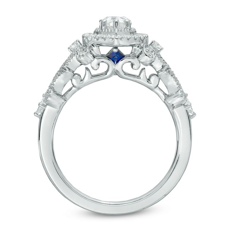 Main Image 3 of Previously Owned - Vera Wang Love Collection 1 CT. T.W. Pear-Shaped Diamond Frame Engagement Ring in 14K White Gold