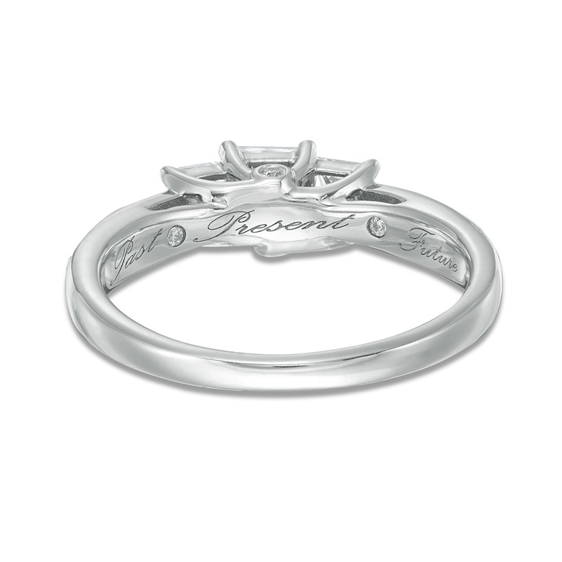 Main Image 4 of Previously Owned - 1 CT. T.W. Princess-Cut Diamond Past Present Future® Engagement Ring in 10K White Gold