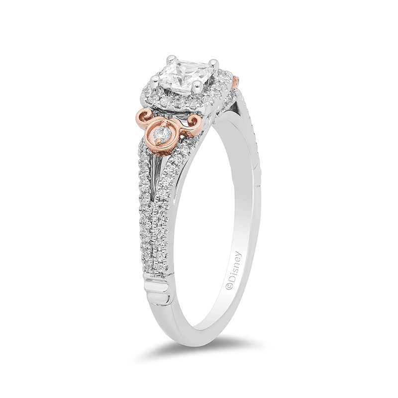Main Image 2 of Previously Owned - Enchanted Disney Cinderella 3/4 CT. T.W. Diamond Carriage Split Shank Ring in 14K Two-Tone Gold