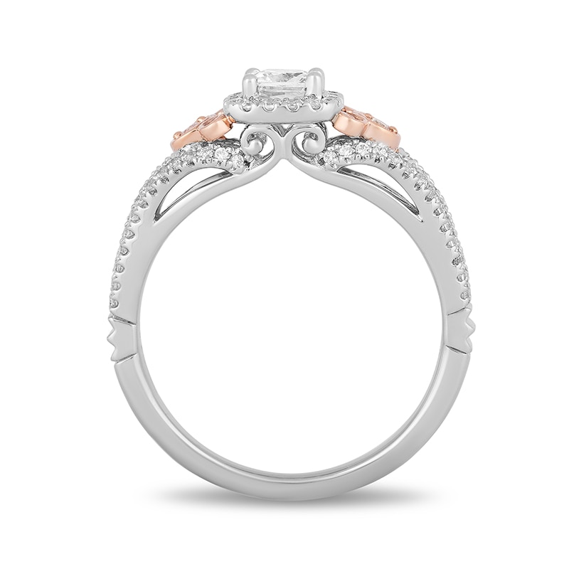 Main Image 4 of Previously Owned - Enchanted Disney Cinderella 3/4 CT. T.W. Diamond Carriage Split Shank Ring in 14K Two-Tone Gold