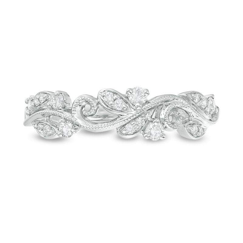 Main Image 4 of Previously Owned - 1/5 CT. T.W. Diamond Vine Vintage-Style Band in 10K White Gold