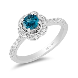 Previously Owned - Enchanted Disney Cinderella London Blue Topaz and 1/3 CT. T.W. Diamond Frame Ring in 14K White Gold