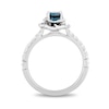 Thumbnail Image 3 of Previously Owned - Enchanted Disney Cinderella London Blue Topaz and 1/3 CT. T.W. Diamond Frame Ring in 14K White Gold
