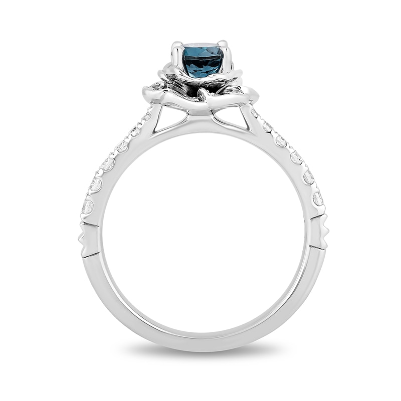 Main Image 3 of Previously Owned - Enchanted Disney Cinderella London Blue Topaz and 1/3 CT. T.W. Diamond Frame Ring in 14K White Gold