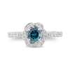 Thumbnail Image 4 of Previously Owned - Enchanted Disney Cinderella London Blue Topaz and 1/3 CT. T.W. Diamond Frame Ring in 14K White Gold