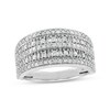 Thumbnail Image 1 of Previously Owned - 1/2 CT. T.W. Baguette and Round Diamond Vintage-Style Multi-Row Anniversary Band in 10K White Gold