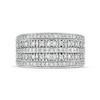 Thumbnail Image 4 of Previously Owned - 1/2 CT. T.W. Baguette and Round Diamond Vintage-Style Multi-Row Anniversary Band in 10K White Gold