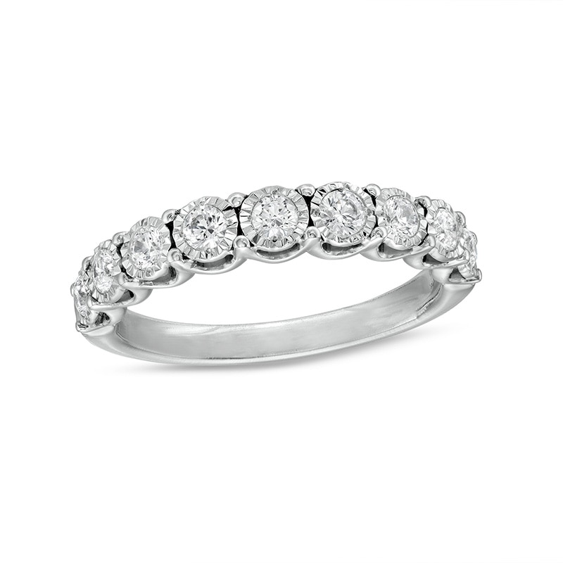 Main Image 1 of Previously Owned - 1/2 CT. T.W. Diamond Nine Stone Anniversary Band in 10K White Gold