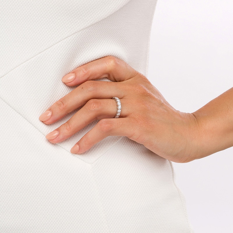 Main Image 2 of Previously Owned - 1/2 CT. T.W. Diamond Nine Stone Anniversary Band in 10K White Gold