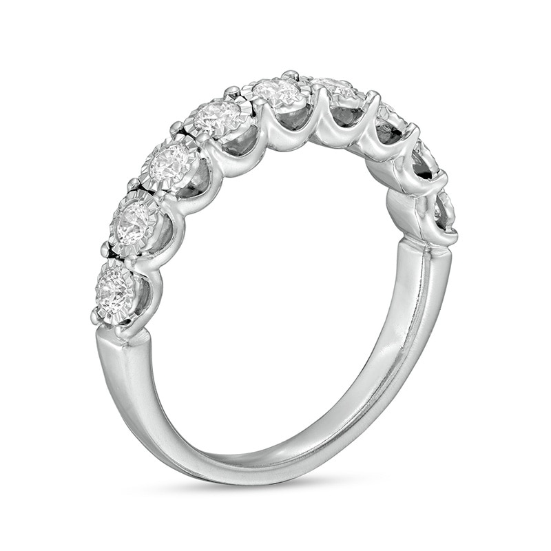 Main Image 3 of Previously Owned - 1/2 CT. T.W. Diamond Nine Stone Anniversary Band in 10K White Gold