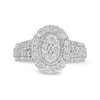 Thumbnail Image 4 of Previously Owned - 1 CT. T.W. Composite Oval Diamond Frame Vintage-Style Engagement Ring in 10K White Gold