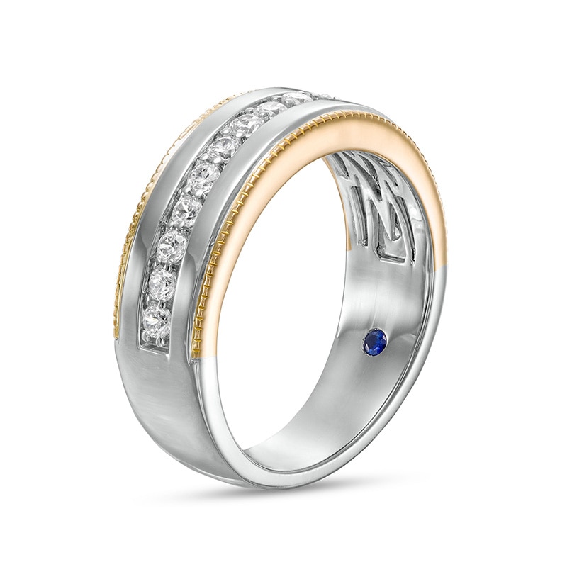 Main Image 3 of Previously Owned - Vera Wang Men's 5/8 CT. T.W. Diamond Vintage-Style Wedding Band in 14K Two-Tone Gold