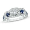 Thumbnail Image 1 of Previously Owned - 7/8 CT. T.W. Diamond and Blue Sapphire Past Present Future® Ring in 14K White Gold