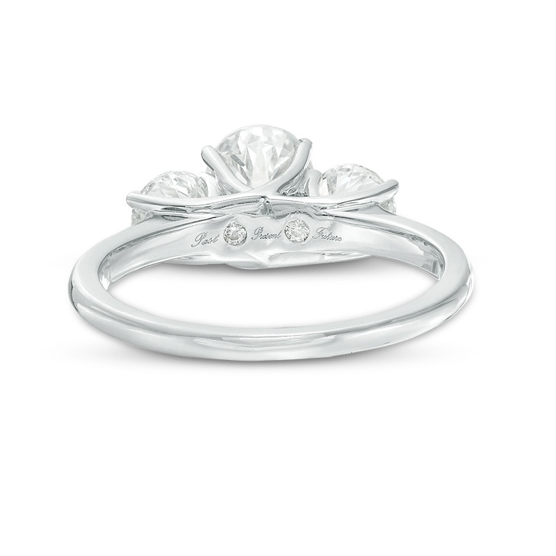 Main Image 4 of Previously Owned - 2 CT. T.W.  Oval Diamond Past Present Future® Engagement Ring in 14K White Gold (I/I1)