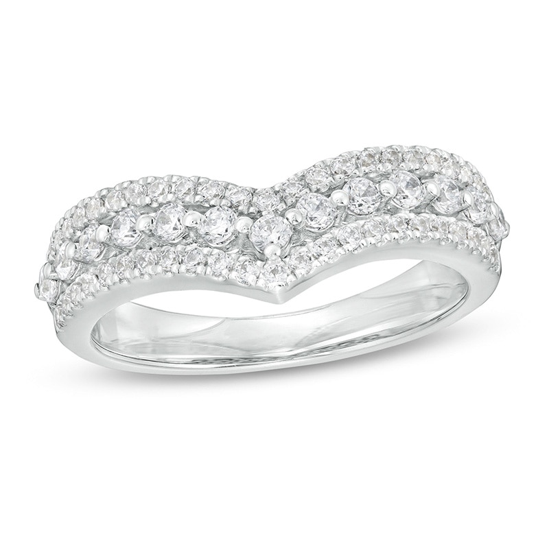 Main Image 1 of Previously Owned - 1/2 CT. T.W. Diamond Chevron Anniversary Band in 14K White Gold